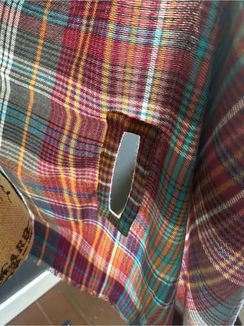 NWT Grace & Lace Plaid Pocket Poncho Wrap Scarf One Size